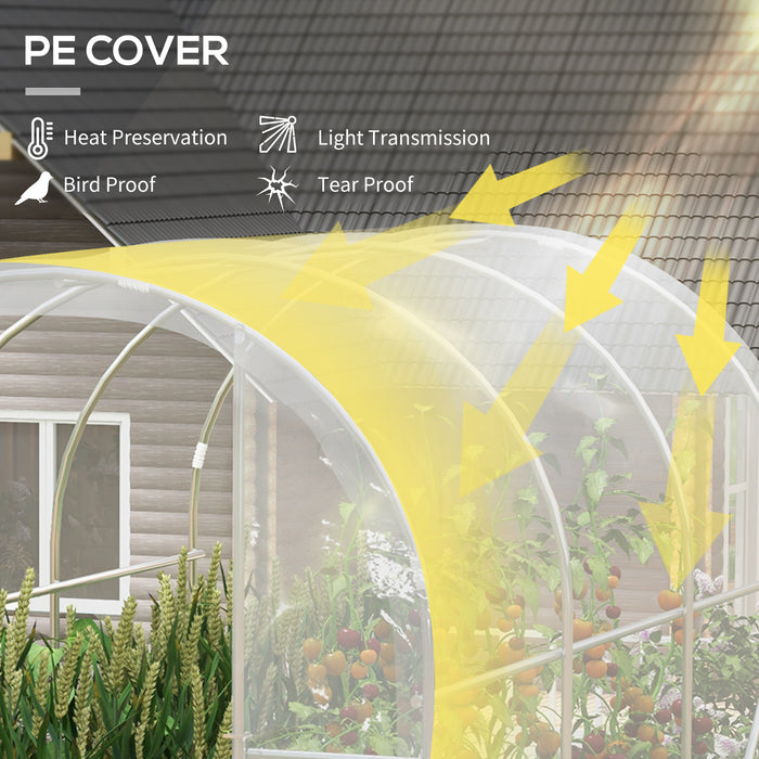 Walk-in Polytunnel Greenhouse with PE Cover - Sturdy Galvanized Steel Frame, 3m x 2m x 2m, Transparent - Ideal for Year-Round Gardening and Plant Protection