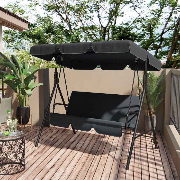 UV50+ Protective Canopy for 2-Seater Garden Swing - Weather-Resistant Sun Shade Cover Replacement, Black - Ideal for Outdoor Comfort and Relaxation