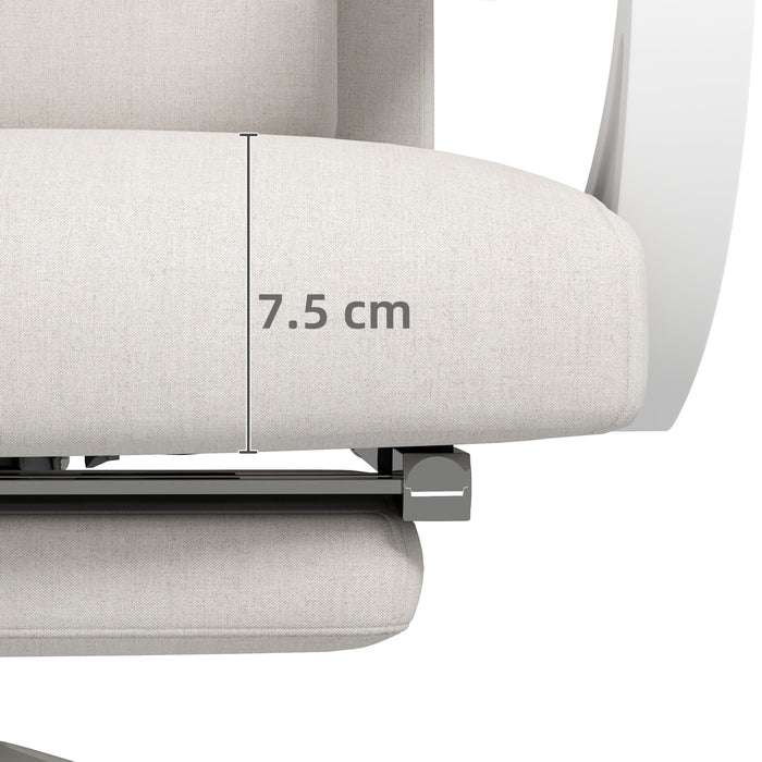 Ergonomic High Back Reclining Office Chair - Lumbar Support, Adjustable Height, Swivel with Footrest in White - Ideal for Long Working Hours and Comfort Seating