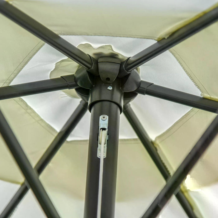 Patio Umbrella 2.7m with Tilt and Crank - Sun Shade Canopy, Cream White, Aluminium Frame - Ideal for Garden and Outdoor Relaxation