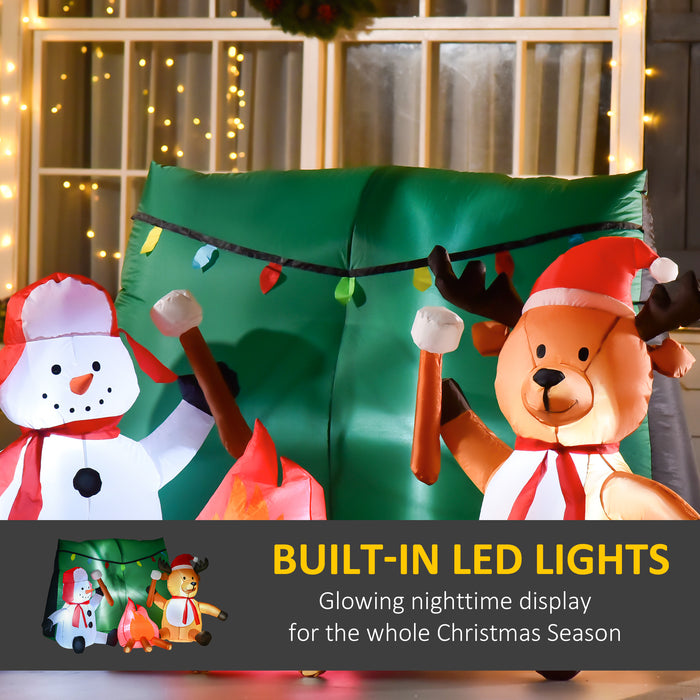 Inflatable Snowman & Reindeer Camping Display - 3.5ft LED Lighted Christmas Yard Decor - Ideal for Indoor, Outdoor, Garden, Lawn, Holiday Parties