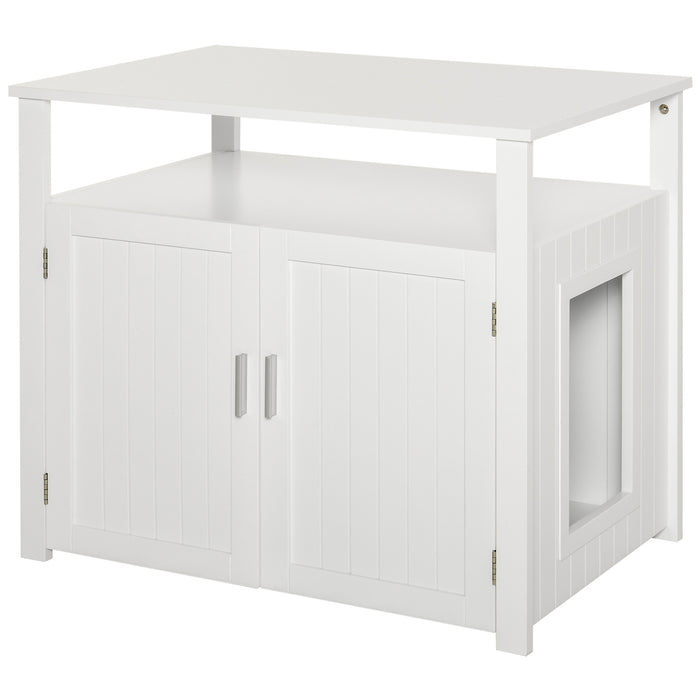 Wood Cat Litter Cabinet with Movable Divider - Versatile Litter Box Enclosure & Stylish Nightstand - Ideal for Cat Privacy and Home Décor Integration