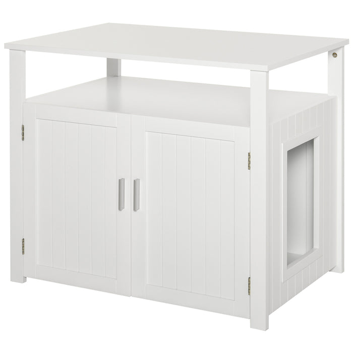 Wood Cat Litter Cabinet with Movable Divider - Versatile Litter Box Enclosure & Stylish Nightstand - Ideal for Cat Privacy and Home Décor Integration