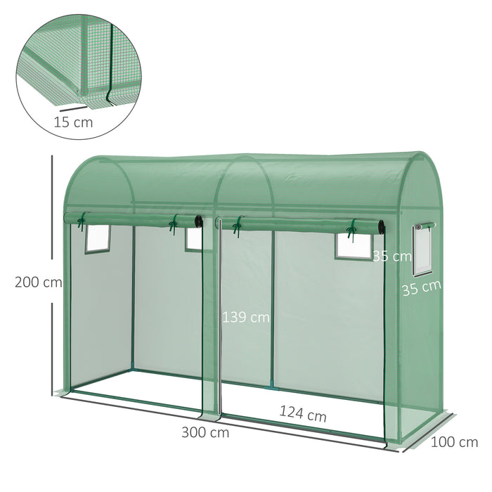 Deluxe Tomato Greenhouse with PE Cover - Double Door and 4-Ventilation Windows, Sturdy Steel Frame - Ideal for Garden Plant Growth, 3x1x2 Meters