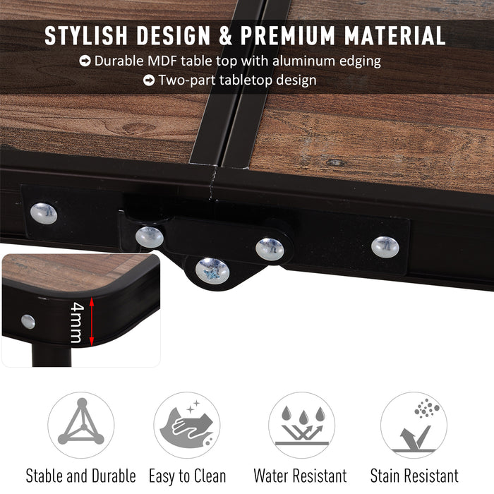 Height Adjustable 3ft Folding Table - Durable MDF Construction for Outdoor Activities - Perfect for Camping and Tailgating Events