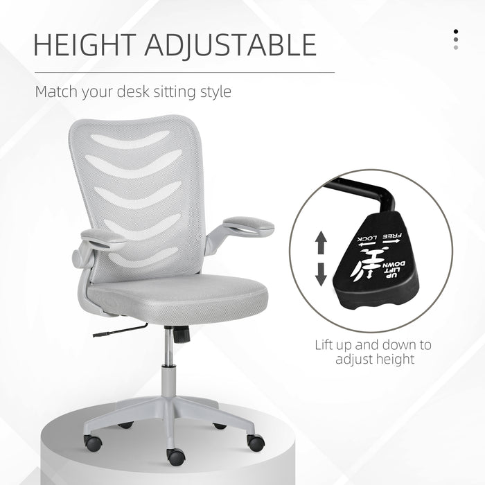 Ergonomic Swivel Mesh Chair with Lumbar Support - Flip-Up Arms and Adjustable Height Office Seating - Ideal for Home Desk Task and Comfort