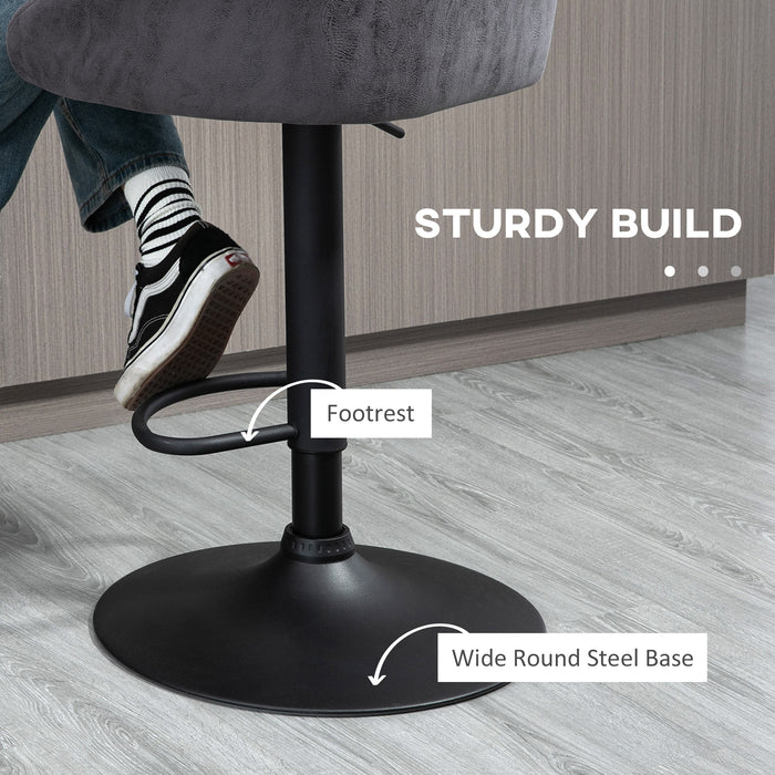 Adjustable Swivel Bar Stools Set of 2 - Modern PU Leather Breakfast Counter Chairs with Footrest and Armrest, Dark Brown - Ideal for Home Bar and Kitchen Island Seating