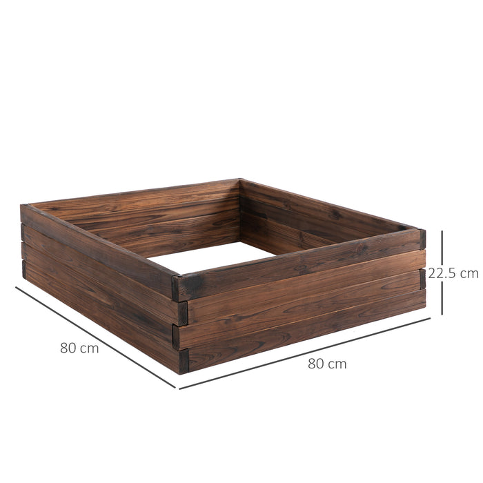 Wooden Raised Garden Bed Planter - 80x80x22.5cm Outdoor Grow Containers for Flowers & Vegetables - Ideal for Patio Spaces