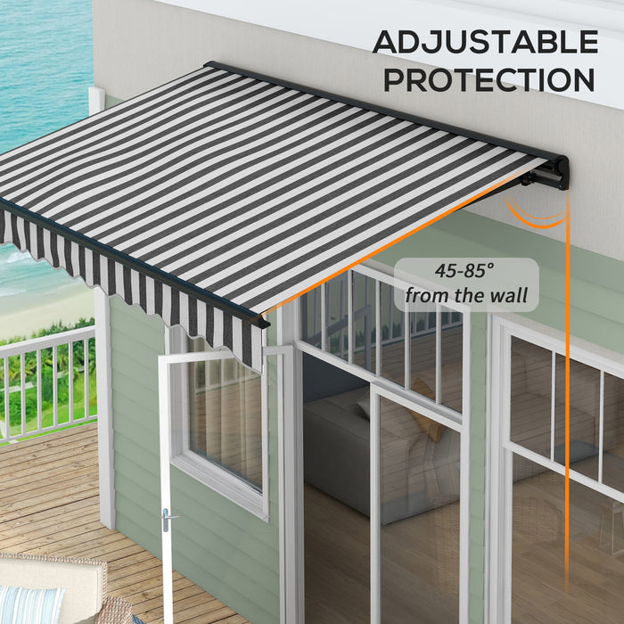 Aluminium Frame Electric Awning 3x2m - Retractable Sun Canopy for Patio Doors and Windows, Grey/White Design - Outdoor Shade Solution for Homeowners