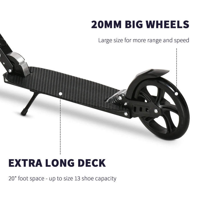Folding Kick Scooter with One-Click Operation - Adjustable Handlebar, Kickstand, Dual Brakes, Shock Absorption, for Ages 14+ - Quick Fold Design for Teens and Adults