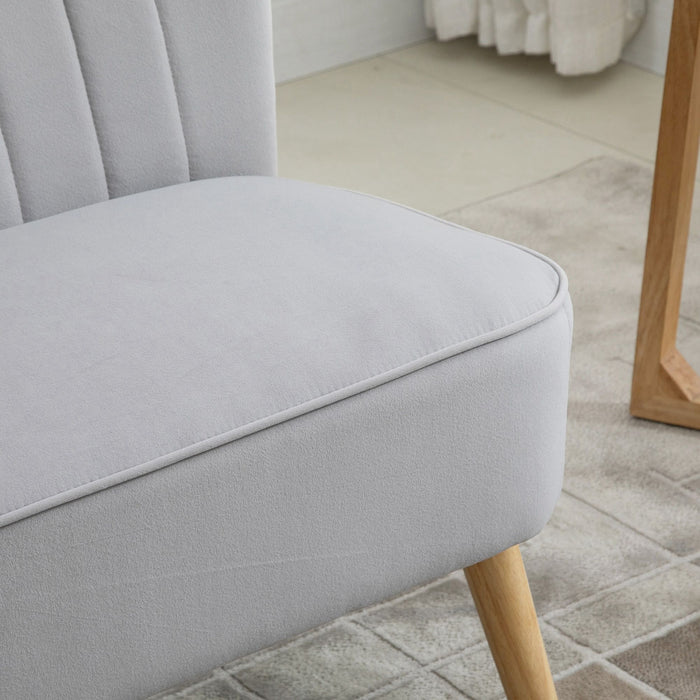 Velvet Double-Seater Couch with Wooden Frame - High Back, Foam Padded Comfort Sofa in Elegant Grey - Ideal for Compact Living Spaces and Cozy Seating