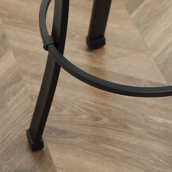 Vintage Kitchen Stools Set of 2 - Microfiber Cloth Breakfast Bar Chairs with Footrest and Brown Powder-Coated Steel Legs - Ideal for Home Bar and Kitchen Seating