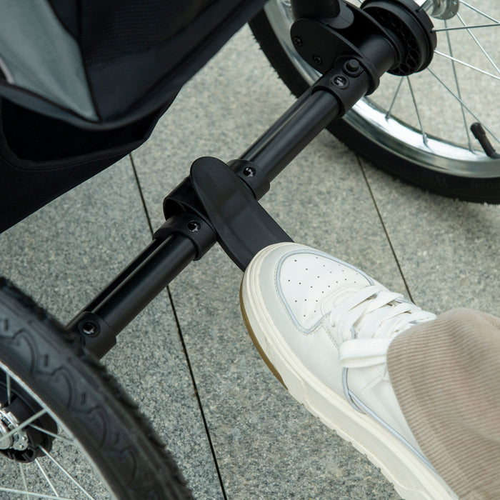 Foldable Pet Jogger Stroller - Medium & Small Dog Stroller with Adjustable Canopy and 3 Large Wheels, Grey - Convenient Cat Pram for Outdoor Activities