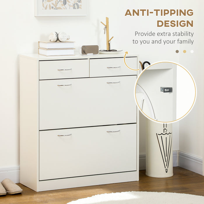 Slim Footwear Rack with Dual Flip Compartments - Space-Saving Adjustable Shoe Cabinet Holds 12 Pairs - Ideal for Small Entryways and Closets