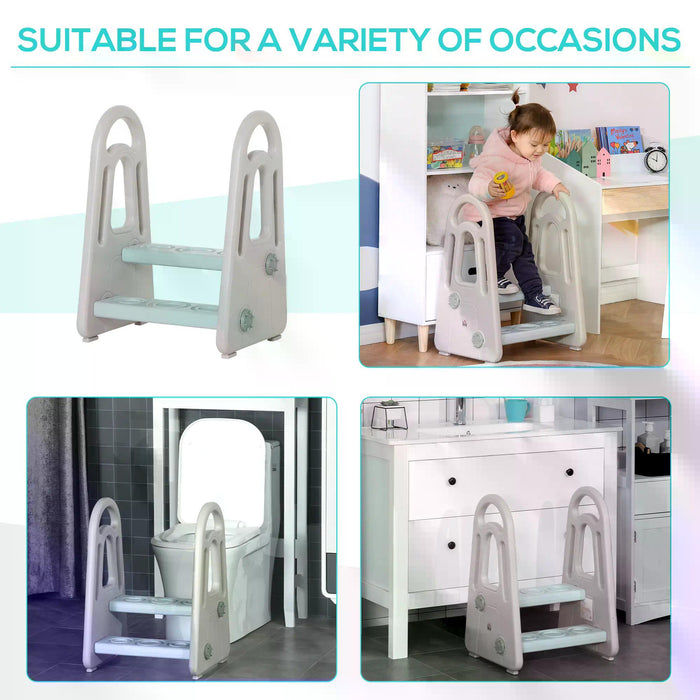 Kids' Two Step Stool - Toddler Ladder with Non-Slip Grip & Safety Feet Pads - Ideal for Bathroom Sink, Bedroom & Kitchen Assistance