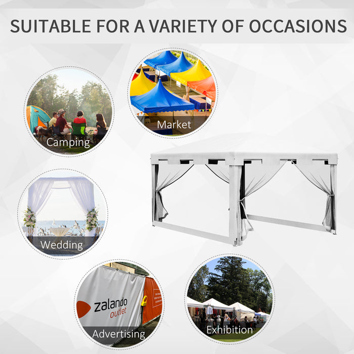 Waterproof PE Canopy Shade - 4x3m Outdoor Party Tent Wedding Gazebo with Panels - Ideal for Events & Garden Gatherings
