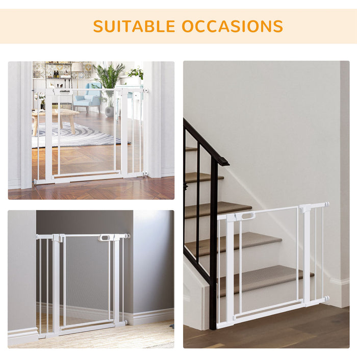 Pressure Fit Safety Gate - Auto-Closing Doorway and Staircase Barrier with Double Locking Feature - Ideal for Pets and Childproofing Homes