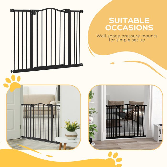 Adjustable Metal Pet Gate 74-100cm - Safety Barrier with Auto-Close Feature, Black - Ideal for Dogs & Home Security