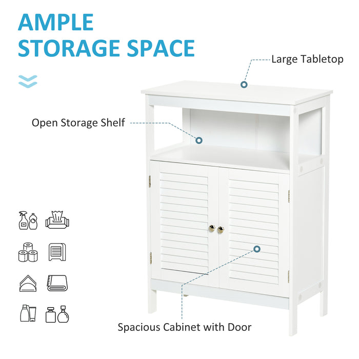 Freestanding Wooden Bathroom Cabinet - Spacious Storage Organizer with Double Shutter Doors, Cupboard Design - Elegant Home Furniture for Bathroom Essentials and Linens