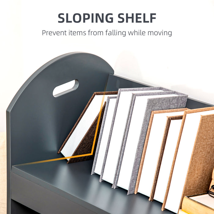 2-Tier Rolling Storage Cart - Kitchen and Living Room Shelving Unit with Easy Mobility - Space-Saving Solution for Home Organization in Grey