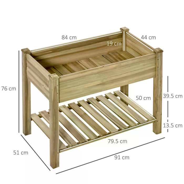 Wooden Raised Garden Bed on Legs - Elevated Planter Box with Storage Shelf for Gardening - Ideal for Backyard and Balcony Cultivation
