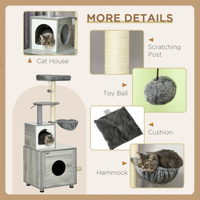 Cat Mansion All-in-One Litter Box - Enclosed Space, Bed, Scratch Posts, Lounging Platforms - Perfect for Indoor Cats Comfort & Privacy