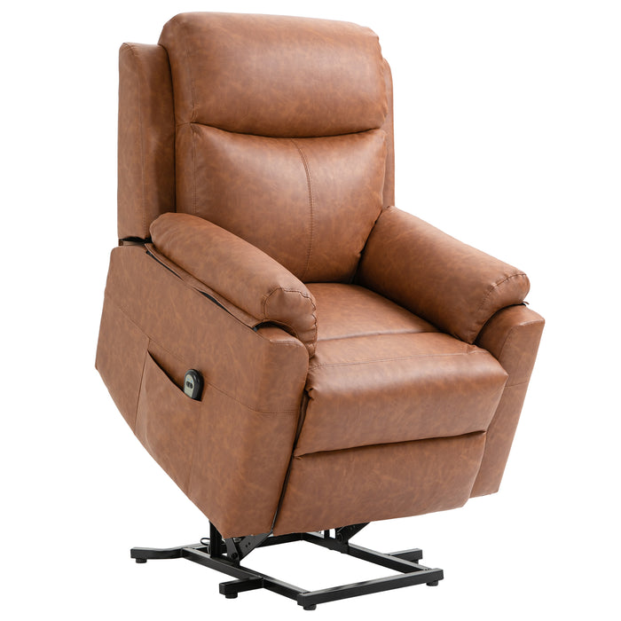 Power Lift Chair Electric Riser - Elderly-Friendly Faux Leather Reclining Armchair with Remote and Side Pocket - Ideal Comfort Aid for the Elderly