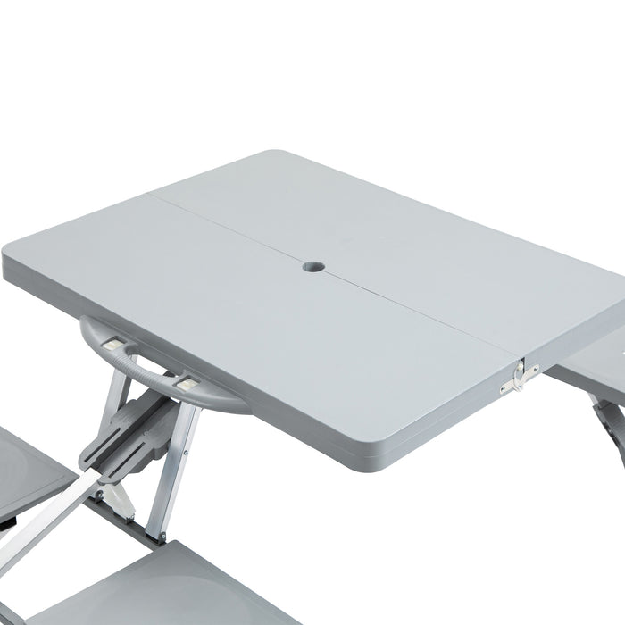 Foldable 4-Kids Outdoor Picnic Table - Compact Camping Set with Seats and Umbrella Hole - Ideal for Travel, Family Picnics & Garden Use