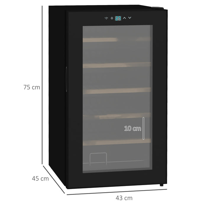 24 Bottles Freestanding Wine Fridge - 65L Single Zone Cooler with Digital Touch Screen, LED Lighting, Glass Door - Ideal for Wine Enthusiasts and In-Home Bars