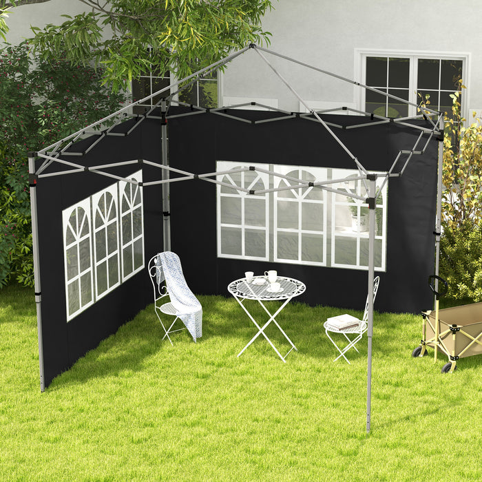 Gazebo Side Panels with Window - Fits 3x3m or 3x4m Pop Up Gazebos, Black, 2-Pack - Ideal for Outdoor Shelter Privacy and Protection