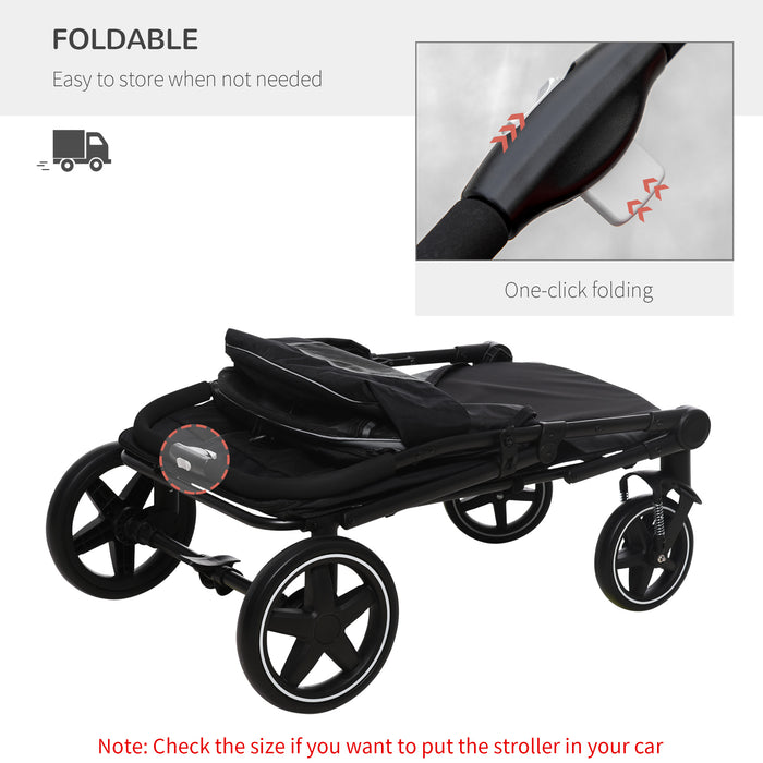 Foldable Dog Stroller with One-Click Setup - Universal Wheels & Built-In Shock Absorber for Smooth Ride - Ideal for Medium and Large Canines, Grey