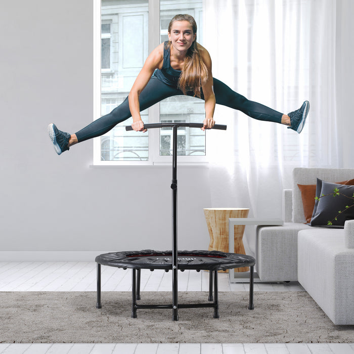 Adjustable Trampoline Rebounder, 40-Inch - Black Mini Jump Fitness Equipment - Ideal for Cardio & Low-Impact Workouts