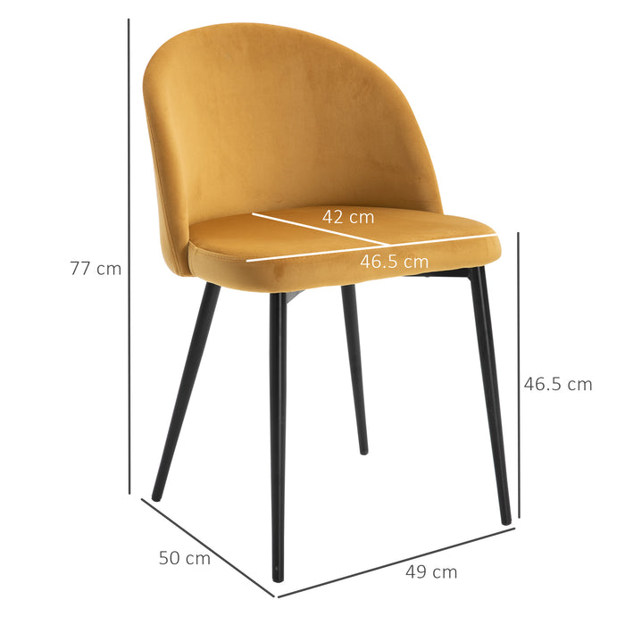 Contemporary Yellow Dining Chairs Set of 2 - Fabric Upholstered Seats with Comfortable Back Support - Ideal for Kitchen, Dining, and Office Spaces
