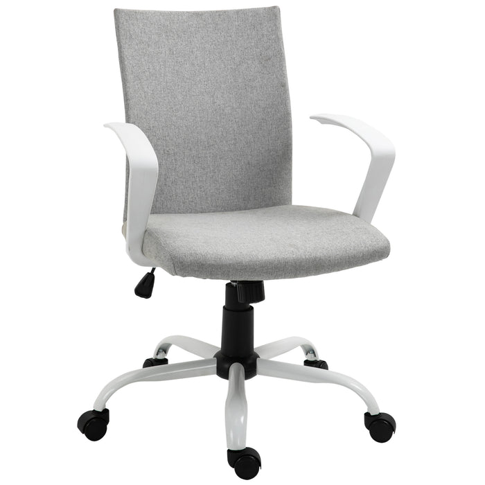 Linen Swivel Office Chair - Ergonomic Computer Desk Task Chair with Adjustable Height, Armrests, and Wheels - Ideal for Home Study and Office Comfort