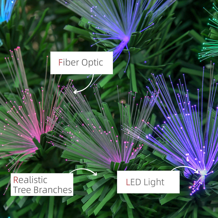6ft Fiber Optic Artificial Christmas Tree - Pre-Lit with Colorful LED Lights and Flash Mode - Ideal Home Holiday Decoration for Festive Atmosphere