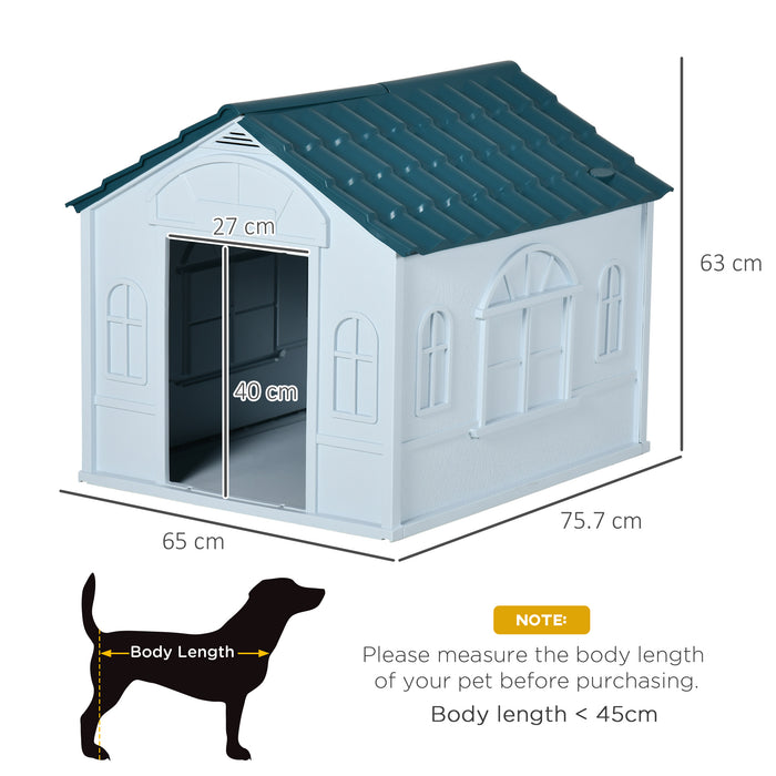 Weatherproof Blue Plastic Dog Kennel - Durable Outdoor Shelter for Pets - Ideal for Small to Medium Sized Dogs