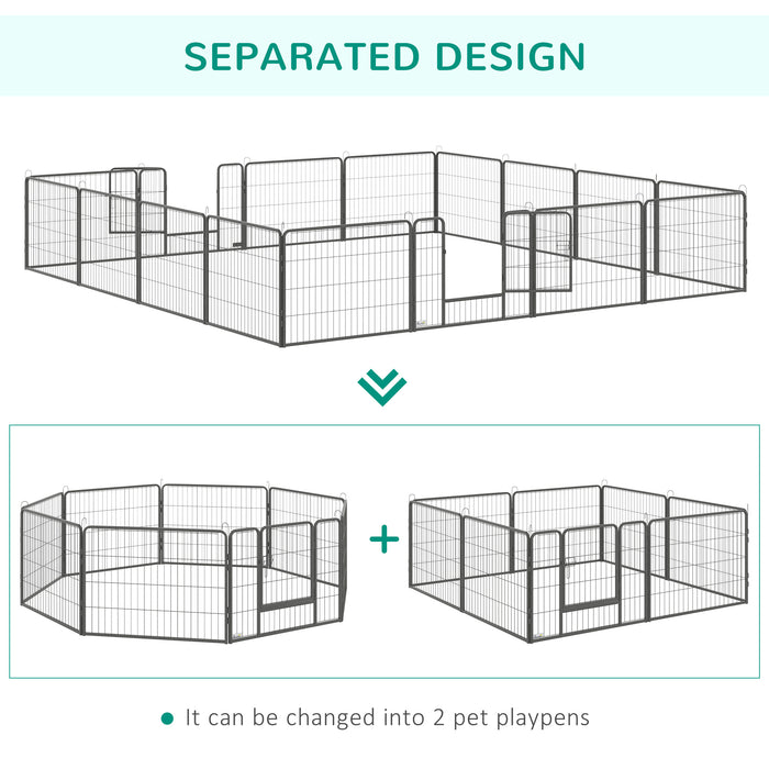 Heavy Duty 16-Panel Dog Playpen with Dual Entries - Portable Indoor/Outdoor Puppy Enclosure, 60cm Height - Ideal for Safe Pet Play & Training