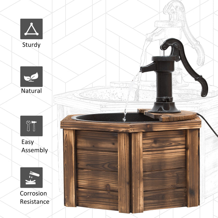 Wooden Electric Water Fountain - Oasis Style Garden Decor, 220V Power Supply - Serene Outdoor Feature for Relaxation and Ambiance
