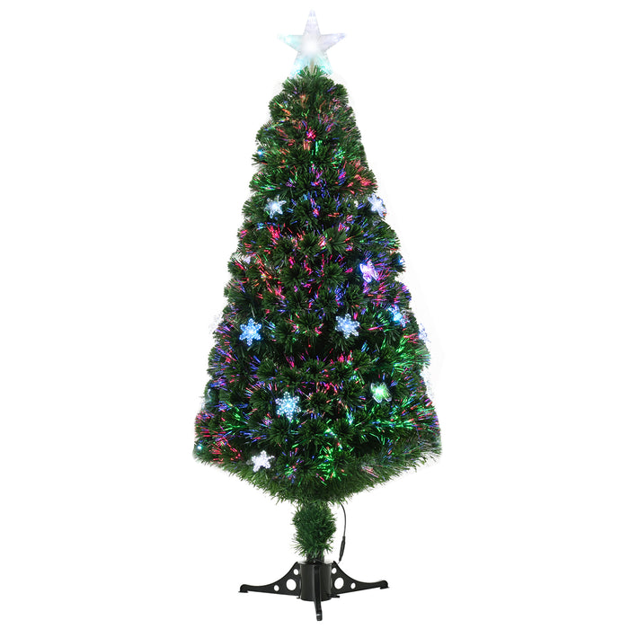 HOMCM 5FT Prelit Tree - Fiber Optic LED Artificial Christmas Tree with Foldable Feet - Festive Holiday Home Xmas Decor for Families