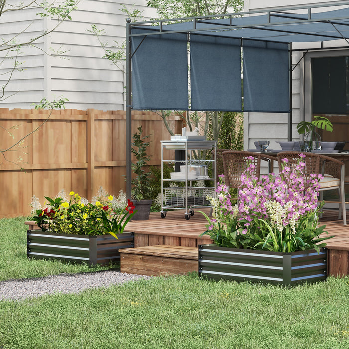 Galvanized Raised Garden Beds Set of 2 - Outdoor Elevated Planter Box for Easy Assembly - Ideal for Growing Flowers, Herbs, and Vegetables in Grey