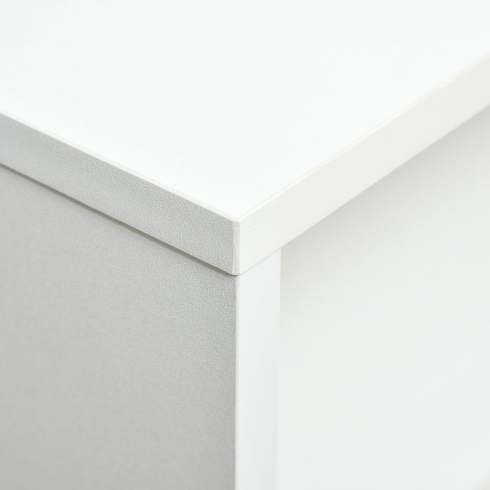 Rectangular Coffee Table with Storage - Dual-Drawer Side Table with 2 Shelves, White and Brown Finish - Stylish Organization for Living Room, Bedroom, Office