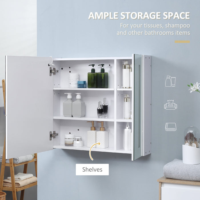 Illuminated Wall-Mounted Bathroom Cabinet - LED Mirror with Touch Switch and USB Charging, Adjustable Shelf - Space-Saving Storage for Modern Bathrooms