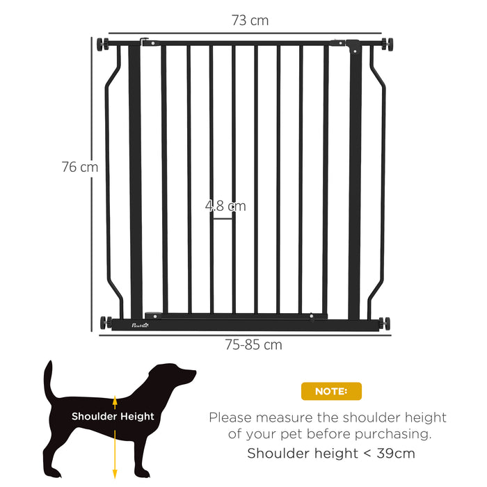 Extra Wide Dog Safety Gate with Walk-Through Door - Ideal Barrier for Doorways, Hallways, Stairs - Pet-Friendly Home Solution in Black