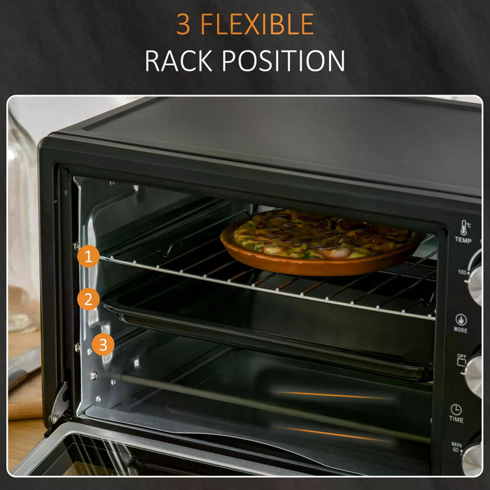 21L Mini Oven Electric Grill - Compact Countertop Toaster with Temperature Control, Timer, Including Baking Tray and Wire Rack, 1400W - Ideal for Small Kitchens and Quick Meal Prep