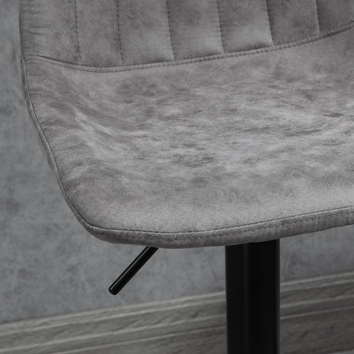 Adjustable Swivel Barstools, Set of 2 - Counter Height Dining Chairs with 360° Swivel, Footrest - Ideal for Home, Pub Seating in Grey