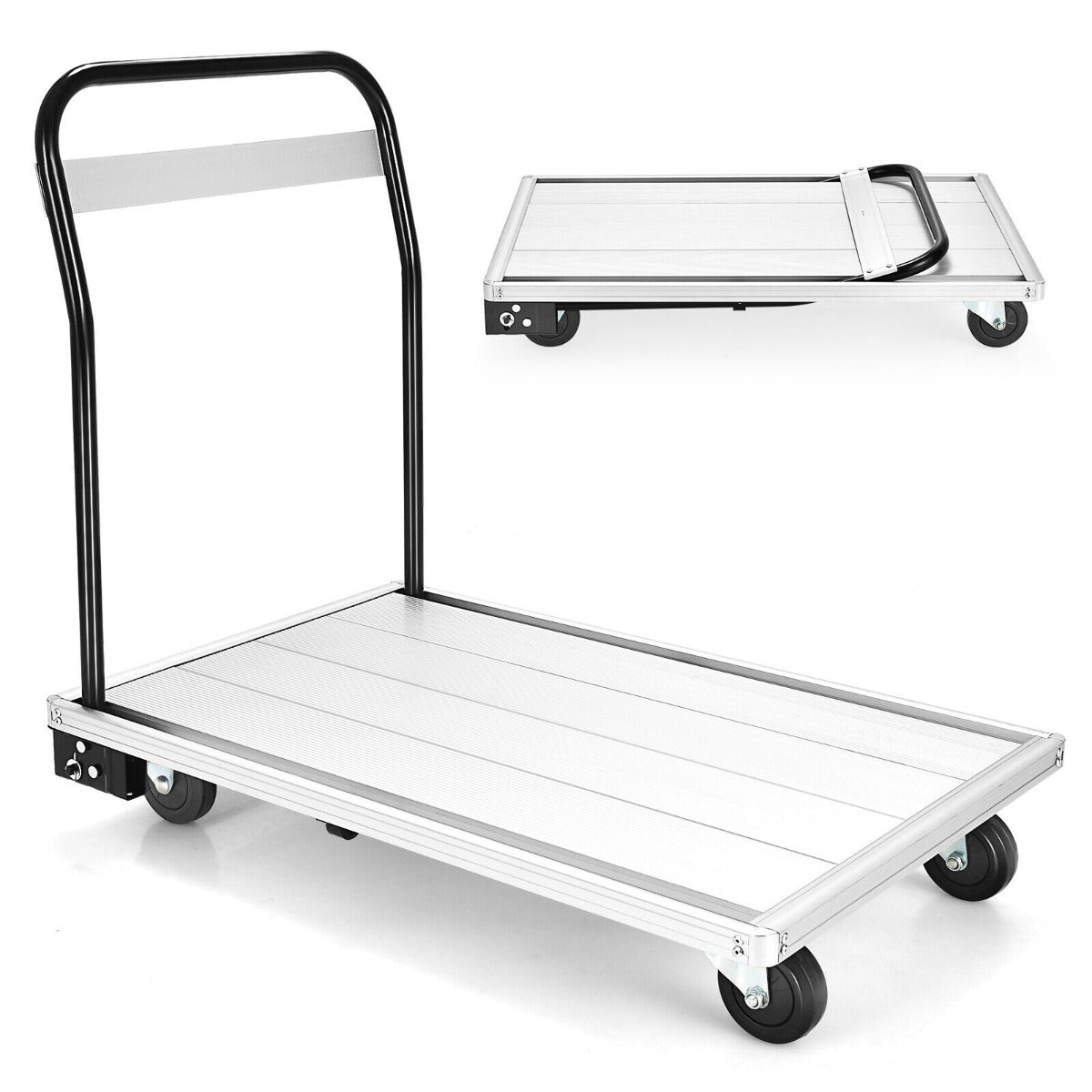 Aluminum Alloy Folding Platform Truck - With 4 TPR Wheels and Handle, Easily Portable - Ideal for Efficient Material Handling and Movement