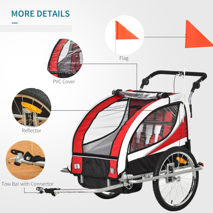 360° Rotatable Child Bike Trailer - Dual Kid Capacity with Durable Steel Frame & LED Safety Light - Ideal for Active Families with Babies & Toddlers