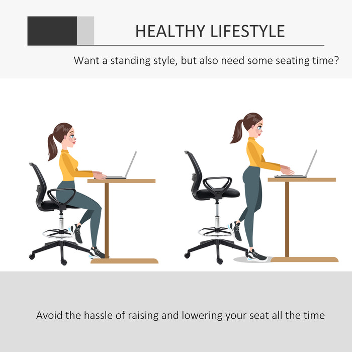 Ergonomic Mesh Drafting Chair - Tall, Adjustable-Height Office Seat with Footrest & 360° Swivel - Ideal for Architects and Artists