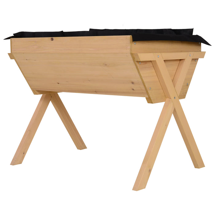 Raised Wooden Planter - Elevated Garden Bed for Vegetables and Flowers, Includes Protective Liner - Ideal for Patio, Deck, or Balcony Gardening, 100cm x 70cm x 80cm