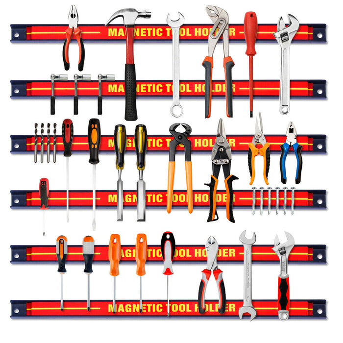 Magnetic Tool Strip Holder Set of 6 - Includes Mounting Screws and Strong Hold - Perfect for Organizing Workspace and Keeping Tools Accessible